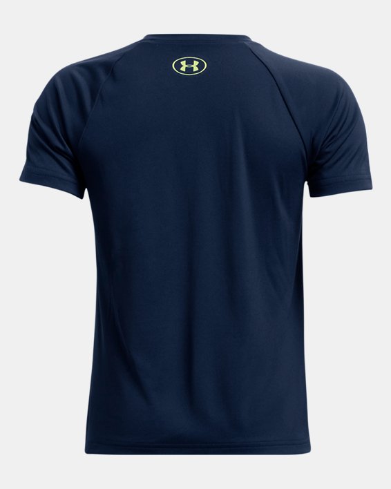 Boys' UA Tech™ Logo Fade Short Sleeve in Blue image number 1